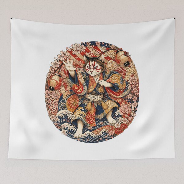 Item preview, Kabuki Cat | Ukiyo-e Cat | Japanese Design designed and sold by JapanMemoir.