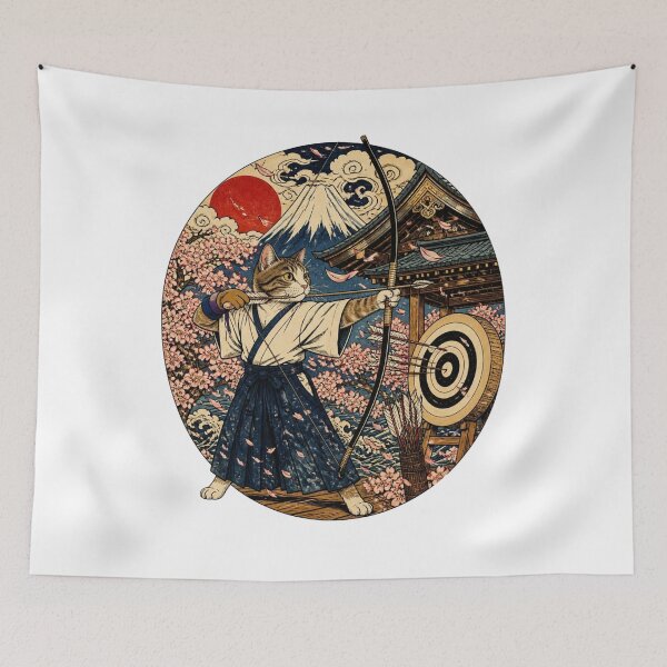 Item preview, Kyudo Archer Cat | Ukiyo-e Cat | Japanese Design designed and sold by JapanMemoir.