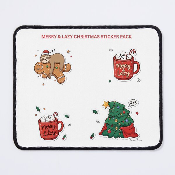 Item preview, Merry and Lazy Christmas Cute Sloth Gingerbread Hot Cocoa Sticker Pack designed and sold by SmartPuns.