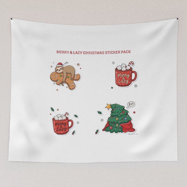 Item preview, Merry and Lazy Christmas Cute Sloth Gingerbread Hot Cocoa Sticker Pack designed and sold by SmartPuns.