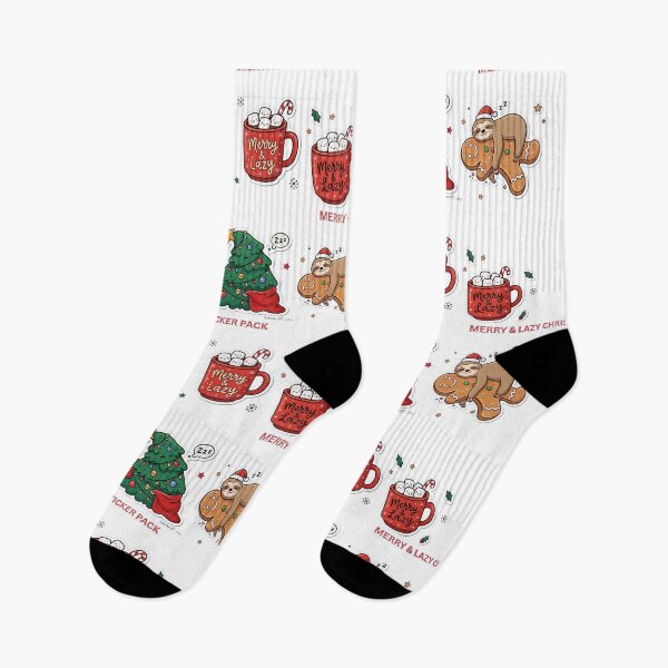Item preview, Merry and Lazy Christmas Cute Sloth Gingerbread Hot Cocoa Sticker Pack designed and sold by SmartPuns.