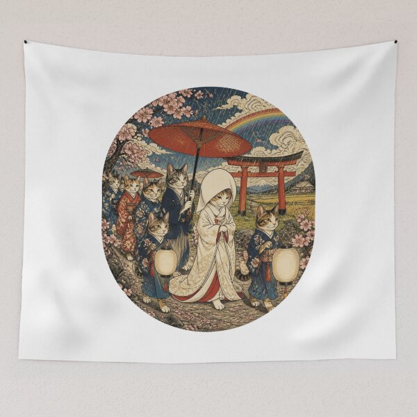 Item preview, Fox Wedding Cats | Ukiyo-e Cat | Japanese Design designed and sold by JapanMemoir.