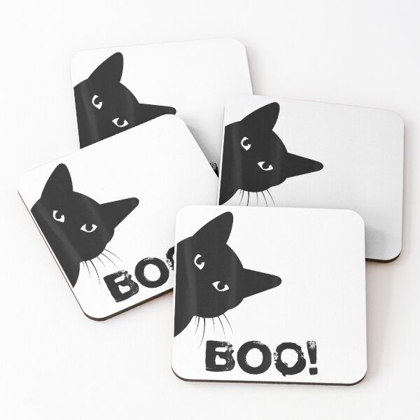 Item preview, Boo! _ Funny Hiding Peekaboo Scary Halloween Cat designed and sold by Suzu Comena.