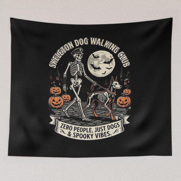 Item preview, Skeleton Dog Walking Club Funny Spooky Dog Lover Halloween Graphic designed and sold by Scribe2Vibe.
