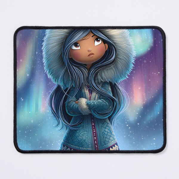 Item preview, Girl in Winter Attire Under Northern Lights designed and sold by Artessie.