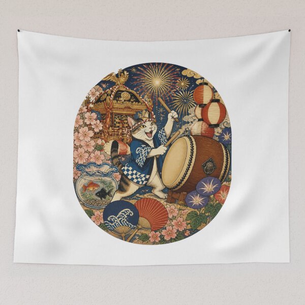 Item preview, Taiko Drum Cat | Ukiyo-e Cat | Japanese Design designed and sold by JapanMemoir.