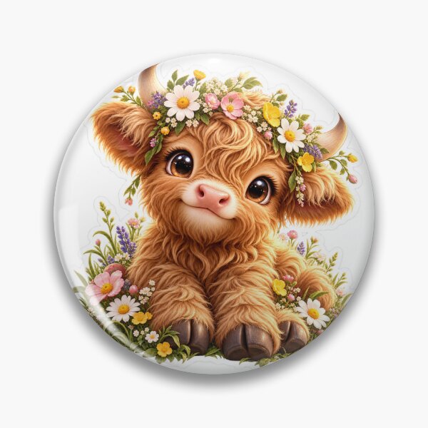 Item preview, Cute Fluffy Highland Cow with Flower Crown – Cottage core Animal Sticker designed and sold by CoquetteLunaCo.