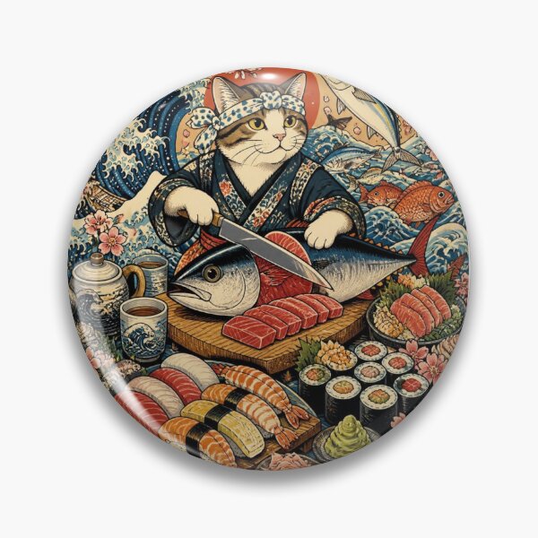 Artikelvorschau, Sushi Chef Cat | Ukiyo-e Cat | Japanese Design entworfen und verkauft von JapanMemoir.