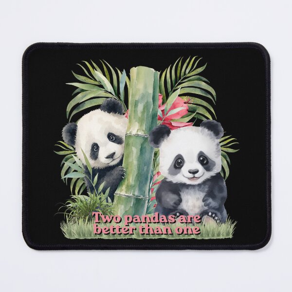 Item preview, Two Pandas Are Better Than One Cute Watercolor Art -Cute Baby Pandas with Bamboo Watercolor Illustration designed and sold by OLYUS.