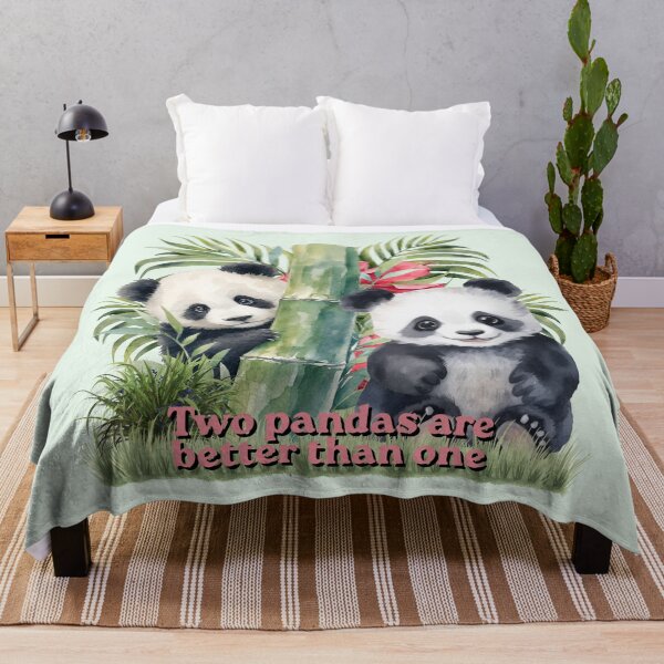 Item preview, Two Pandas Are Better Than One Cute Watercolor Art -Cute Baby Pandas with Bamboo Watercolor Illustration designed and sold by OLYUS.