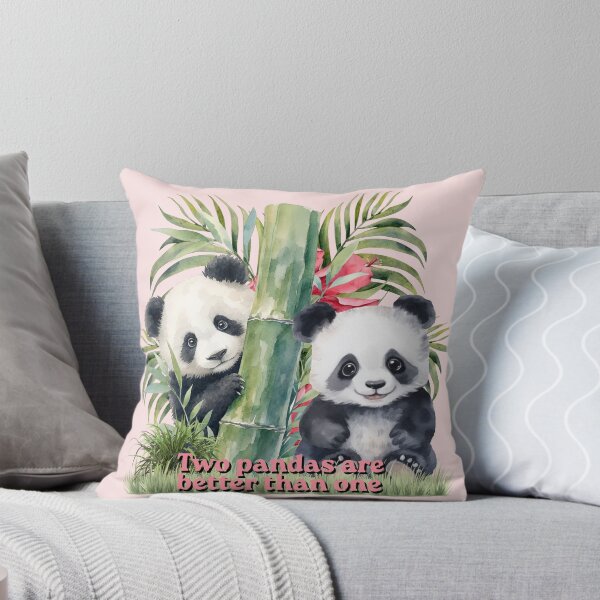 Item preview, Two Pandas Are Better Than One Cute Watercolor Art -Cute Baby Pandas with Bamboo Watercolor Illustration designed and sold by OLYUS.