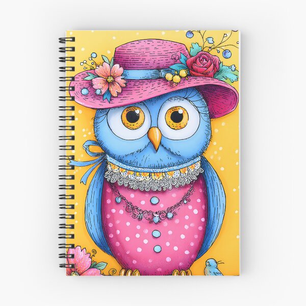 Item preview, Charming Owl with Hat and Flowers on Yellow Background designed and sold by Artessie.