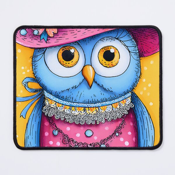 Item preview, Charming Owl with Hat and Flowers on Yellow Background designed and sold by Artessie.