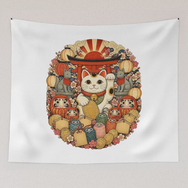 Item preview, Lucky Cat Shrine | Ukiyo-e Cat | Japanese Design designed and sold by JapanMemoir.