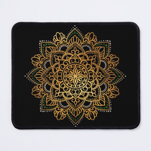 Item preview, Ornate Gold and Emerald Green Floral Mandala designed and sold by Visual Studio 888.