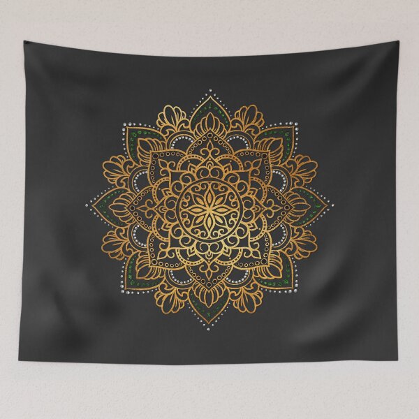 Item preview, Ornate Gold and Emerald Green Floral Mandala designed and sold by Visual Studio 888.