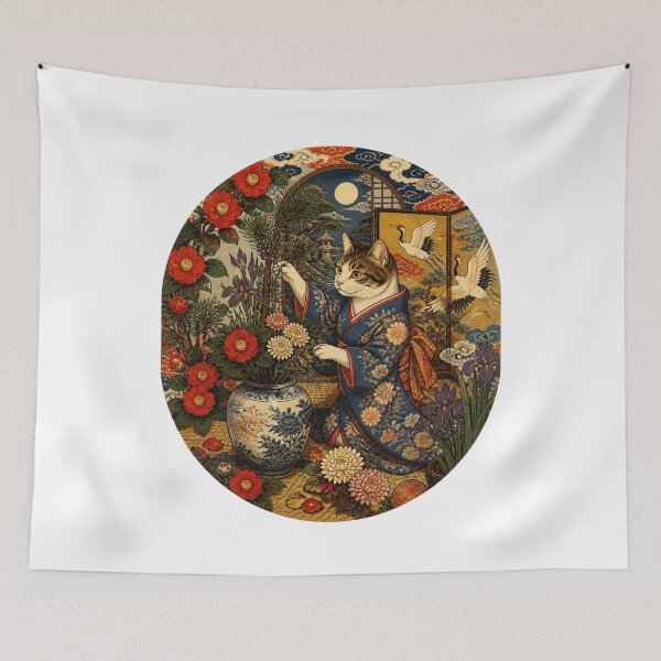 Item preview, Ikebana Cat | Ukiyo-e Cat | Japanese Design designed and sold by JapanMemoir.