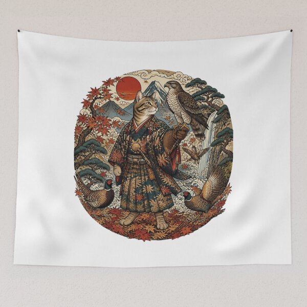 Item preview, Falconer Cat | Ukiyo-e Cat | Japanese Design designed and sold by JapanMemoir.