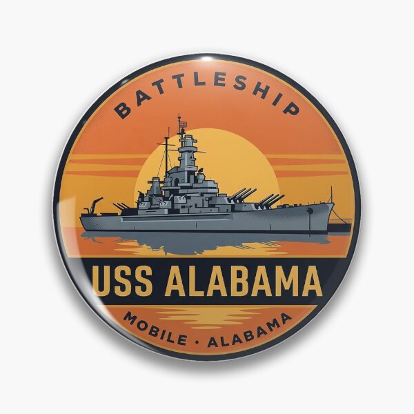 Item preview, USS Alabama Battleship Mobile Alabama Sunset Bay Vintage Badge Sticker designed and sold by DetourDgn.