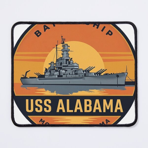 Item preview, USS Alabama Battleship Mobile Alabama Sunset Bay Vintage Badge Sticker designed and sold by DetourDgn.