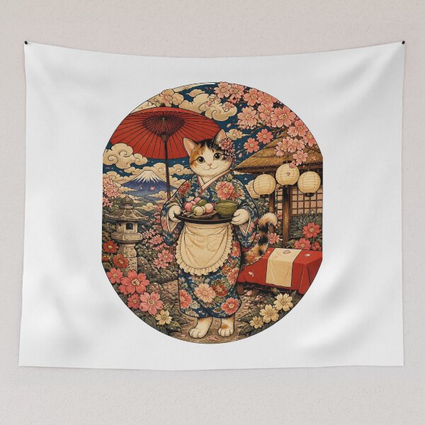 Item preview, Tea House Cat | Ukiyo-e Cat | Japanese Design designed and sold by JapanMemoir.
