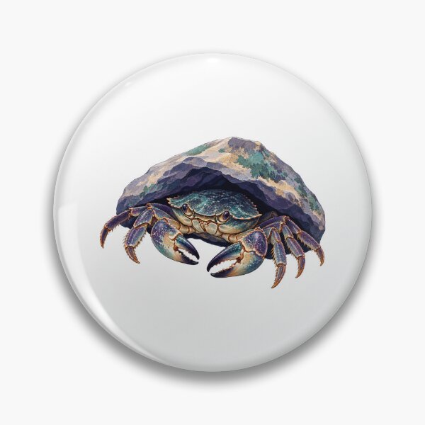 Item preview, Under the Rock – Colourful Tidepool Shore Crab Wildlife Illustration designed and sold by astersgraphics.