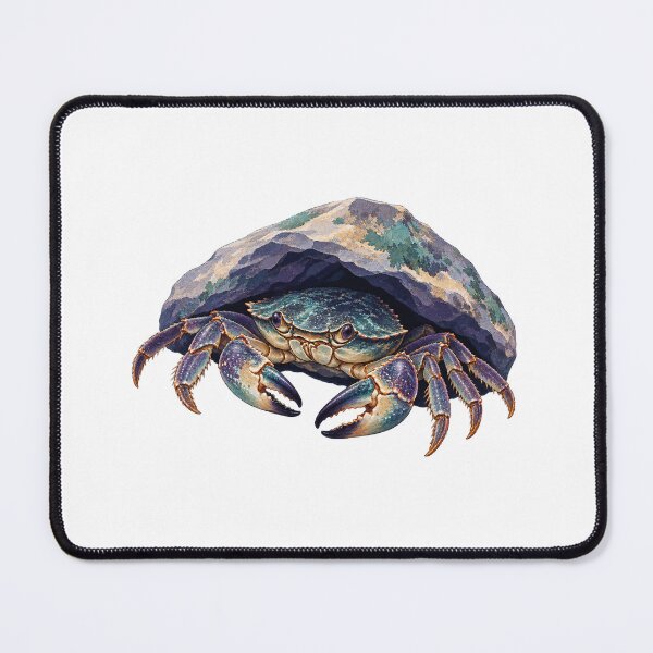 Item preview, Under the Rock – Colourful Tidepool Shore Crab Wildlife Illustration designed and sold by astersgraphics.
