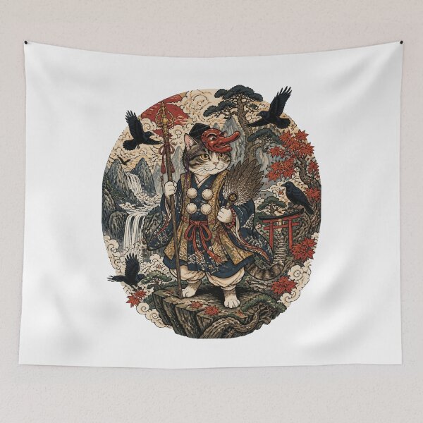 Item preview, Tengu Mountain Cat | Ukiyo-e Cat | Japanese Design designed and sold by JapanMemoir.