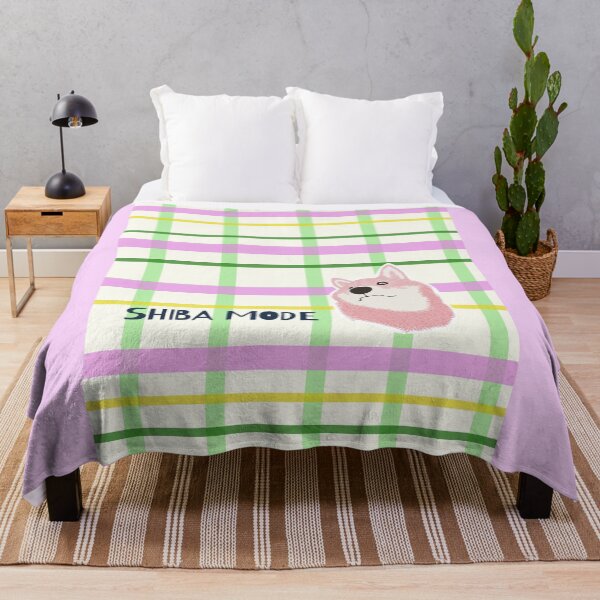 Item preview, Light Pink plaid with Pink Shiba Inu designed and sold by ShibaCruise-On.