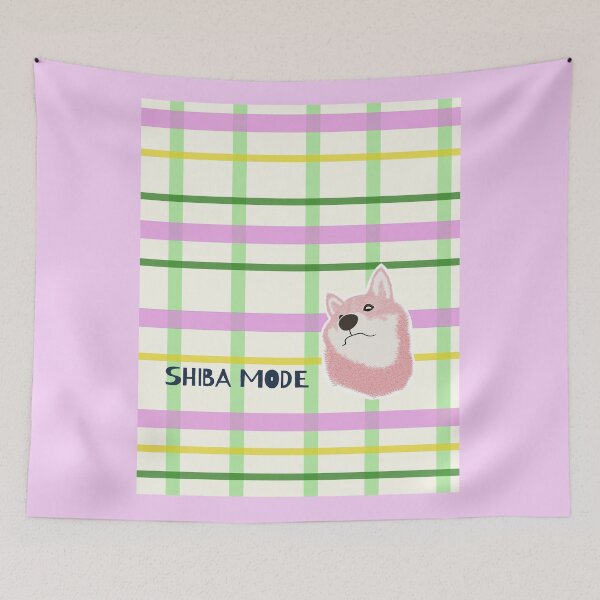 Item preview, Light Pink plaid with Pink Shiba Inu designed and sold by ShibaCruise-On.
