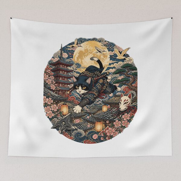 Item preview, Ninja Cat | Ukiyo-e Cat | Japanese Design designed and sold by JapanMemoir.