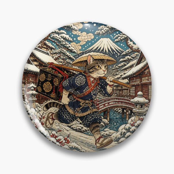 Item preview, Snow Courier Cat | Ukiyo-e Cat | Japanese Design designed and sold by JapanMemoir.