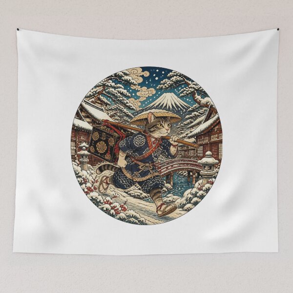 Item preview, Snow Courier Cat | Ukiyo-e Cat | Japanese Design designed and sold by JapanMemoir.