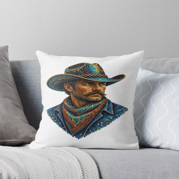 Item preview, Western Cowboy Turquoise Mosaic Tile Bandana Portrait T-Shirt designed and sold by Sushikidsntoddlers.