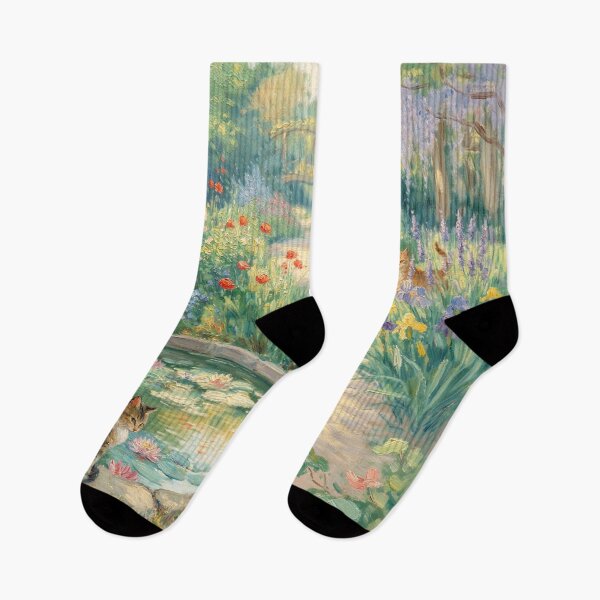 Item preview, Cats in Monet’s Giverny Garden – Claude Monet Inspired Cat Art designed and sold by Tamas Das.