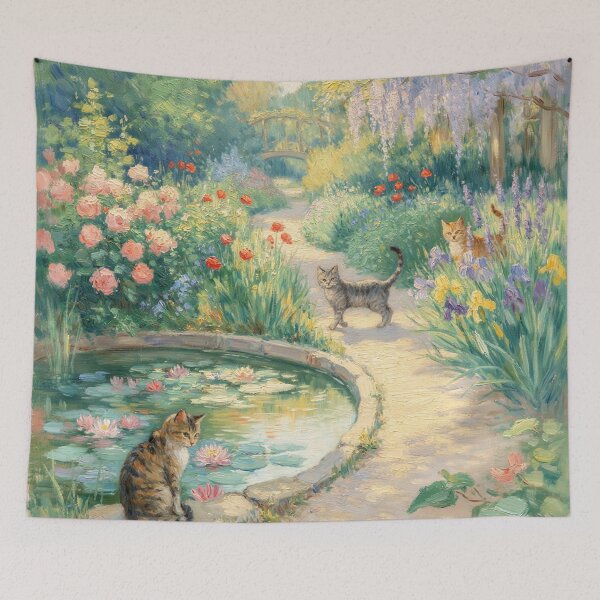 Item preview, Cats in Monet’s Giverny Garden – Claude Monet Inspired Cat Art designed and sold by Tamas Das.