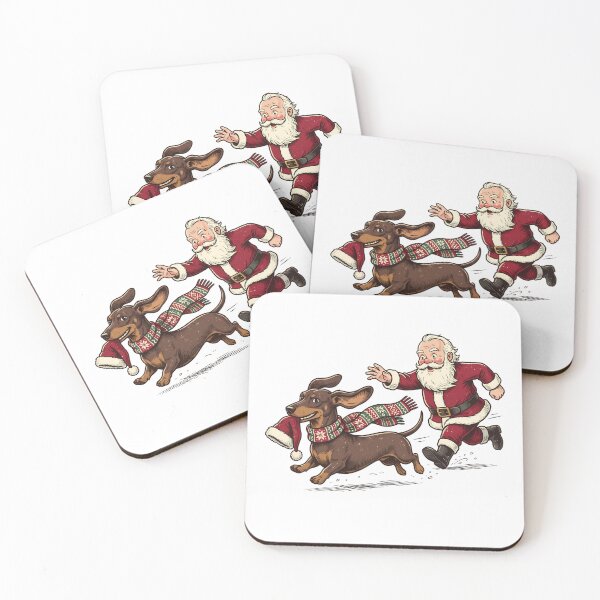Item preview, Funny Christmas Dachshund Chased by Santa designed and sold by elisarasada.