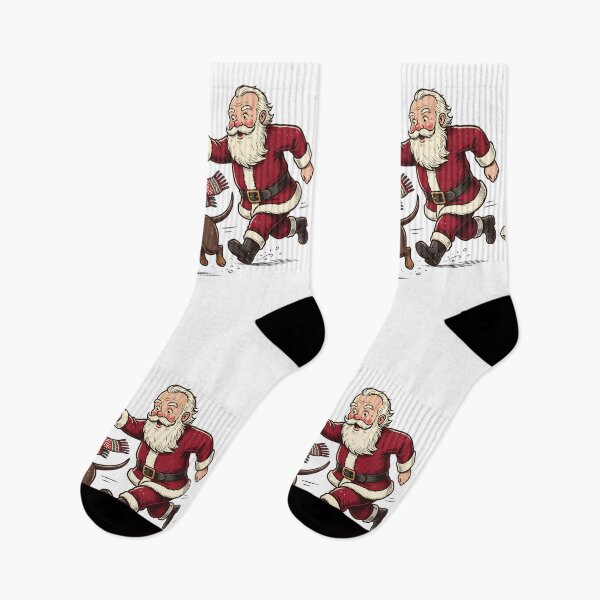 Item preview, Funny Christmas Dachshund Chased by Santa designed and sold by elisarasada.