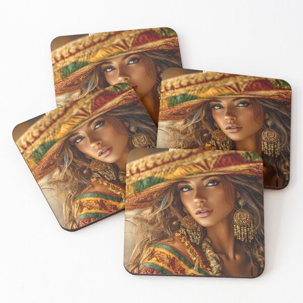 Item preview, Elegant Woman with Colorful Hat and Accessories designed and sold by Artessie.