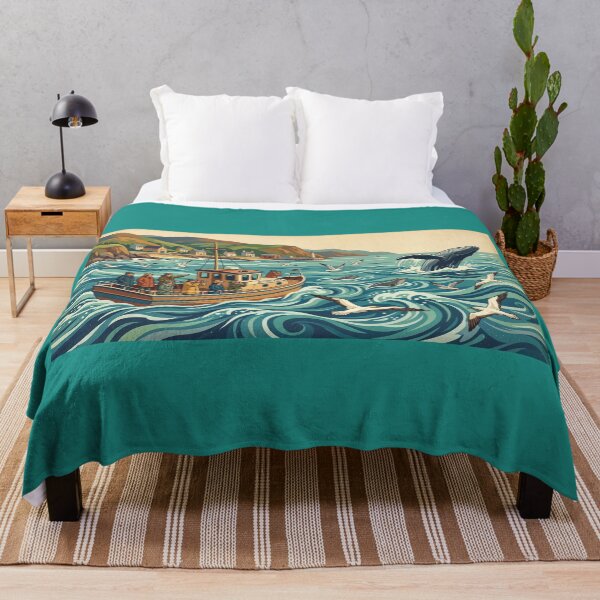 Item preview, Coastal Whale Watching - Vintage Nautical Seascape Illustration designed and sold by TeeBee1234.