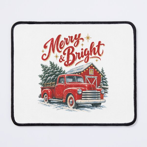 Item preview, Merry and Bright Vintage Red Truck Barn designed and sold by Watercolorsart.