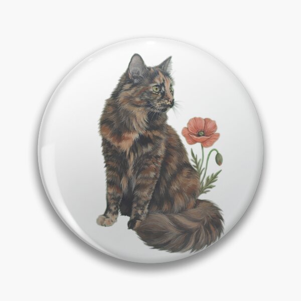 Artikelvorschau, Tortoiseshell Cat with Poppy Flower Vintage Botanical Art entworfen und verkauft von Alt Casterwill .