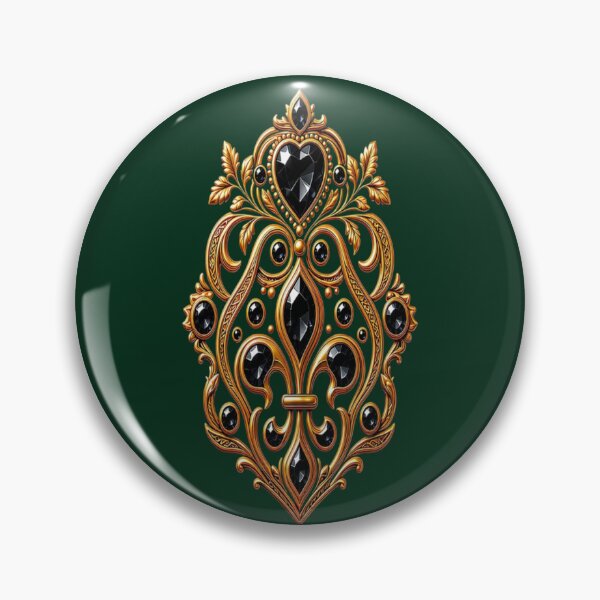 Item preview, Black Emerald Heart Shield - Baroque Gold Oniks Gothic Crest designed and sold by Breezes-of-Ida.