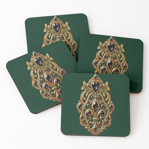 Item preview, Black Emerald Heart Shield - Baroque Gold Oniks Gothic Crest designed and sold by Breezes-of-Ida.