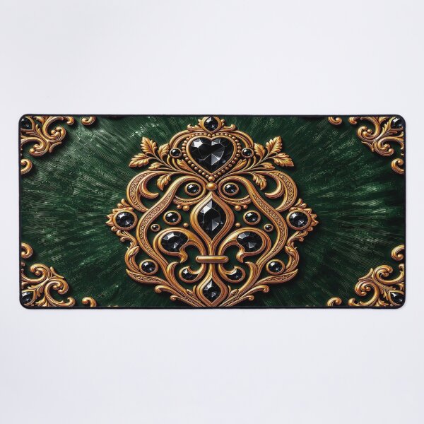 Item preview, Black Emerald Heart Shield - Baroque Gold Oniks Gothic Crest designed and sold by Breezes-of-Ida.