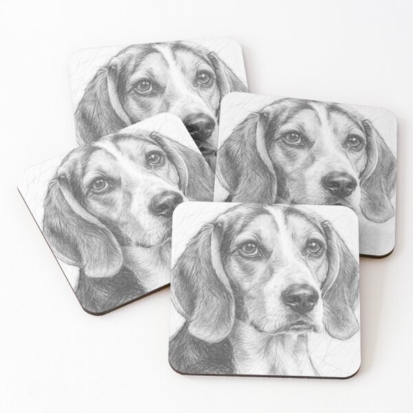 Item preview, Beagle Harrier Dog Pencil Sketch Portrait – Black and White Hound Drawing Art designed and sold by Leon Woods Pencil Art.