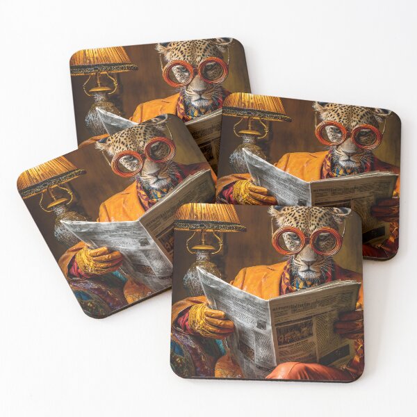 Item preview, Elegant Leopard in Stylish Attire Reading Newspaper designed and sold by Artessie.