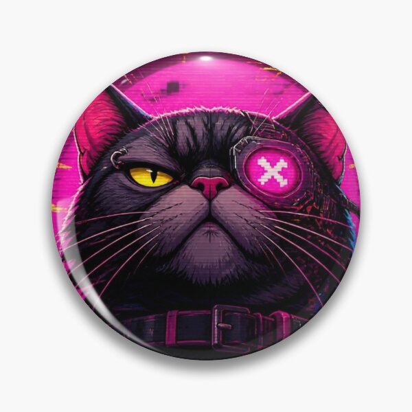 Artikelvorschau, Cyberpunk Cat Aktuelle Stimmung Unspielbarer Synthwave entworfen und verkauft von LazyDayzCo.