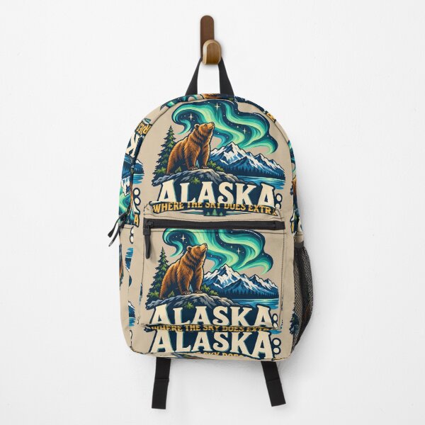 Item preview, Alaska: Where the Sky Does Extra — Bear and Northern Lights designed and sold by VioVibe.