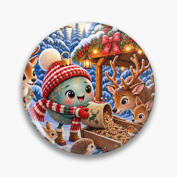 Item preview, Green Christmas Bauble - Christmas Woodland Feeding Station designed and sold by DoreenGehrkeArt.